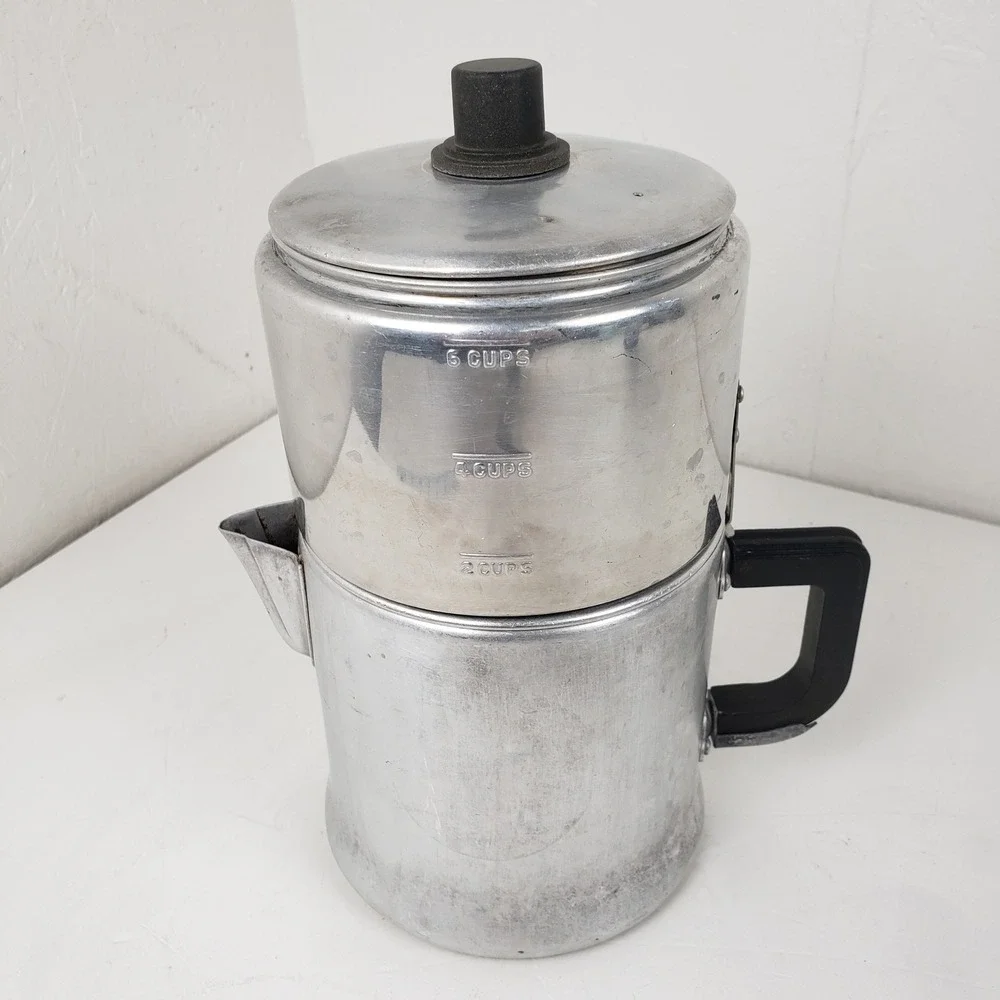 Vintage Drip-O-lator 6 Cup Aluminum Coffee Maker Enterprise Aluminum Co Stovetop